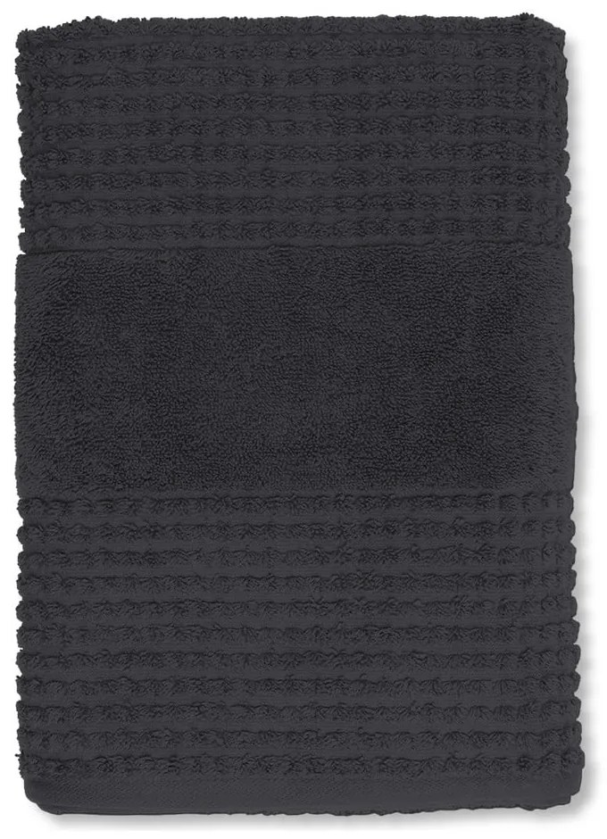 Sötétszürke frottír bio pamut fürdőlepedő 70x140 cm Check – JUNA