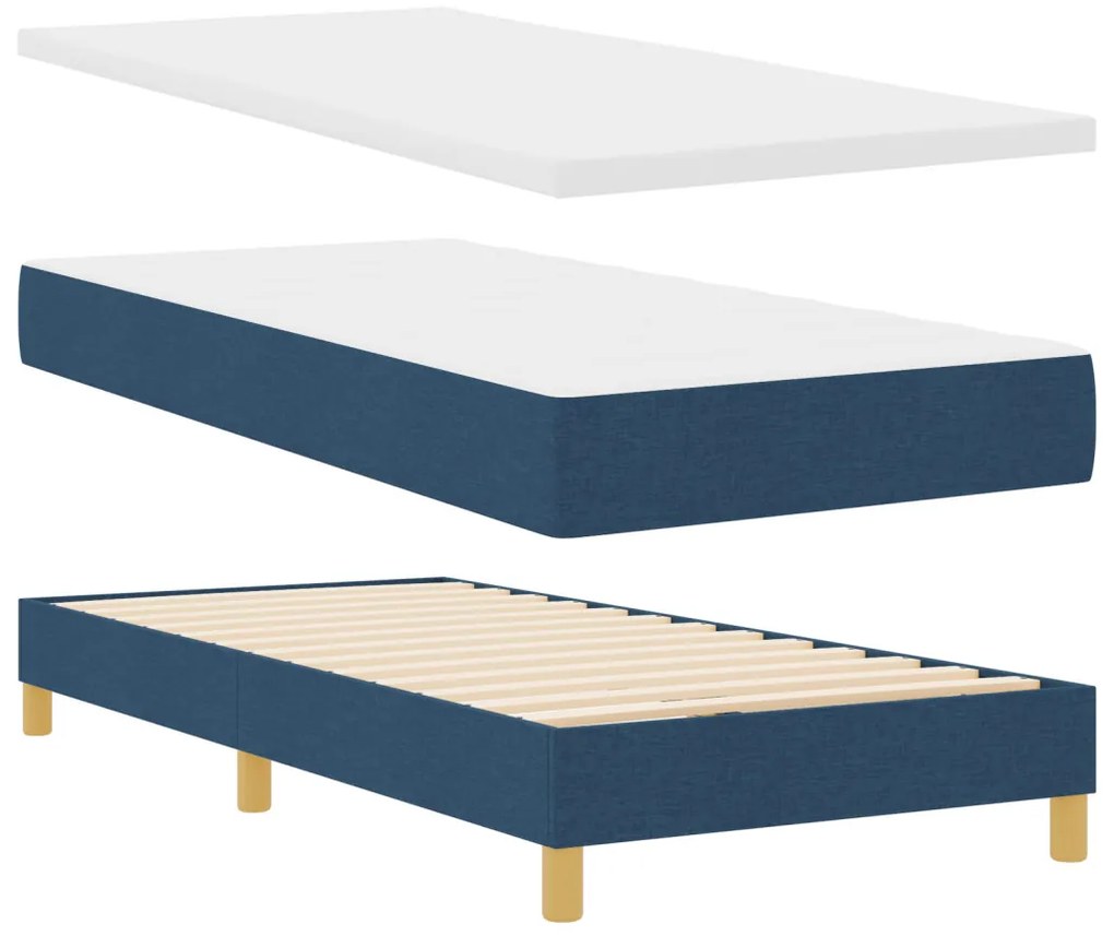 Kék Box Spring Ágy Matraccal 90x190 cm Szövet