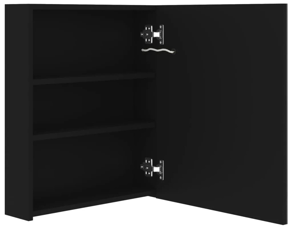 fekete LED-es tükrös fürdőszobaszekrény 50 x 14 x 60 cm