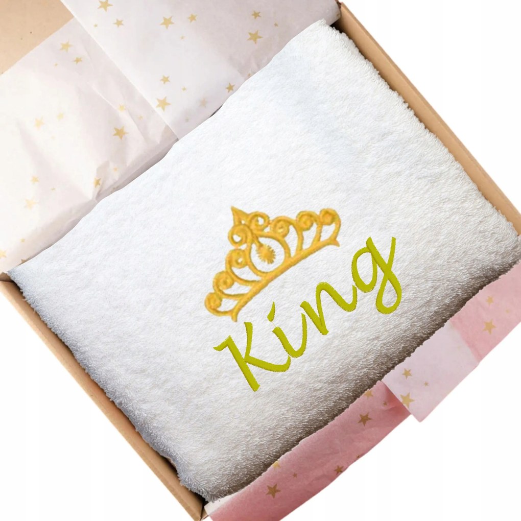 Fürdőlepedő 100x50 King hímzéssel – személyre szabott ajándék neki