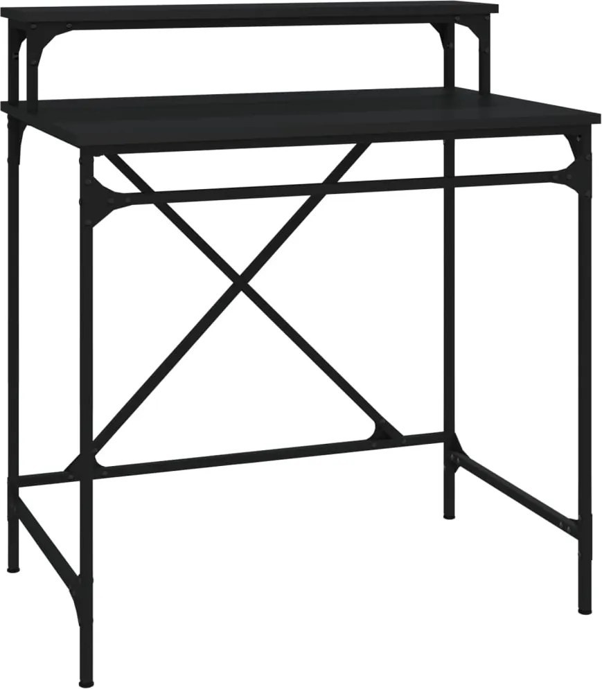 vidaXL fekete szerelt fa és vas íróasztal 80 x 50 x 90 cm