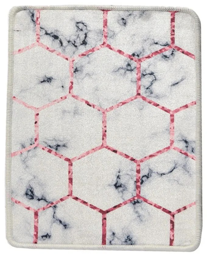 Fehér-szürke fürdőszobai kilépő 60x40 cm Honeycomb - Foutastic