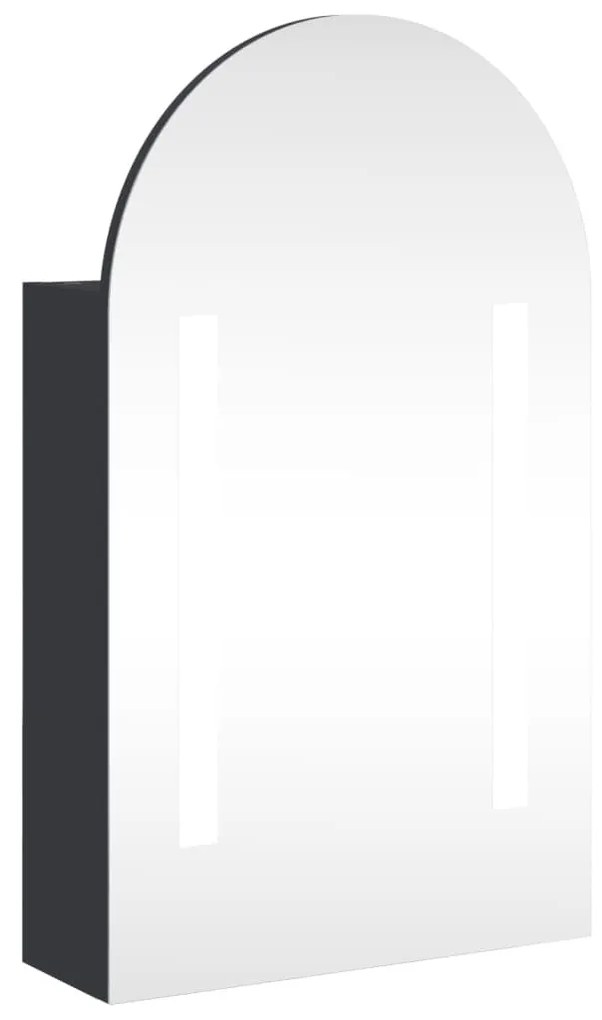 szürke ívelt tükrös fürdőszobaszekrény LED-del 42 x 13 x 70 cm
