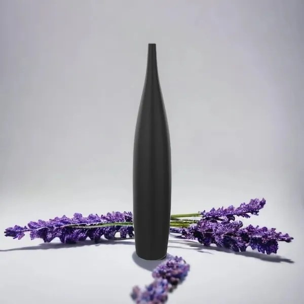 70 cm-es matt fekete kerámia váza