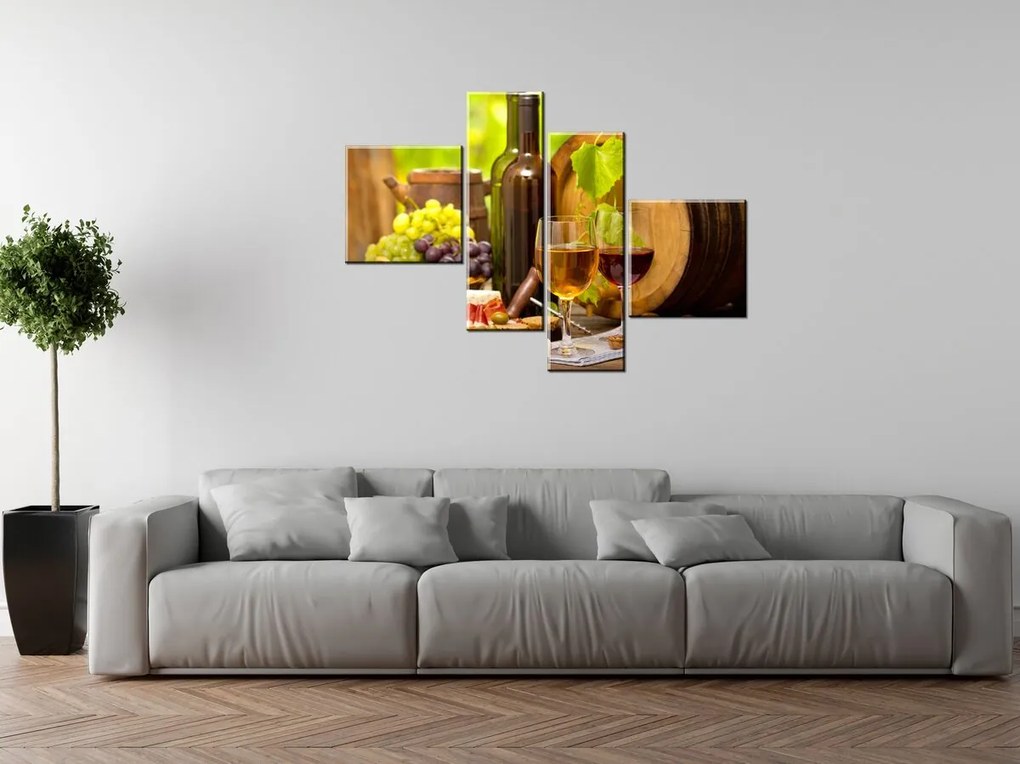 Gario Vászonkép Vörös és fehér bor - 4 részes Méret: 120 x 70 cm