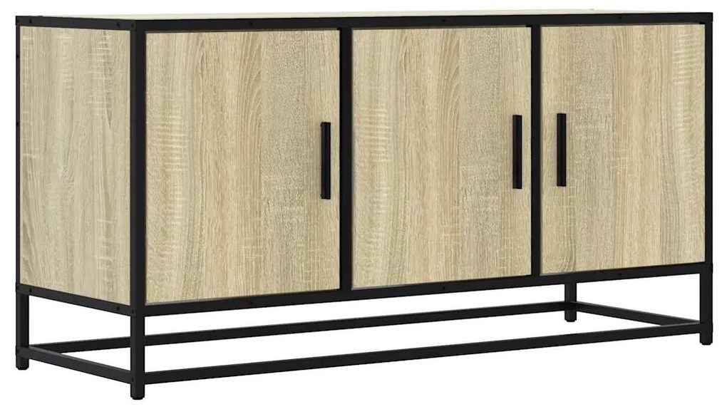 sonoma tölgy színű szerelt fa és fém TV-szekrény 100x35x50 cm