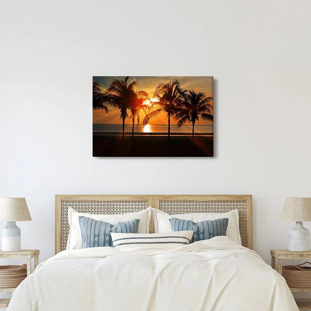 Pálmafa a naplementében képe (90x60 cm)