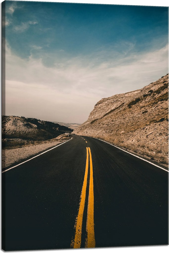 Vászonkép Természet Út sárga csíkok 40x60 cm