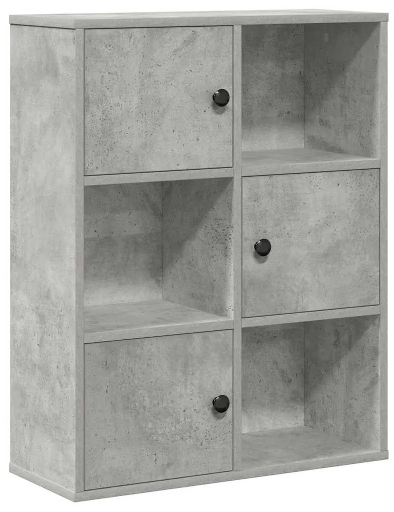 betonszürke szerelt fa könyvespolc 60x24x76,5 cm