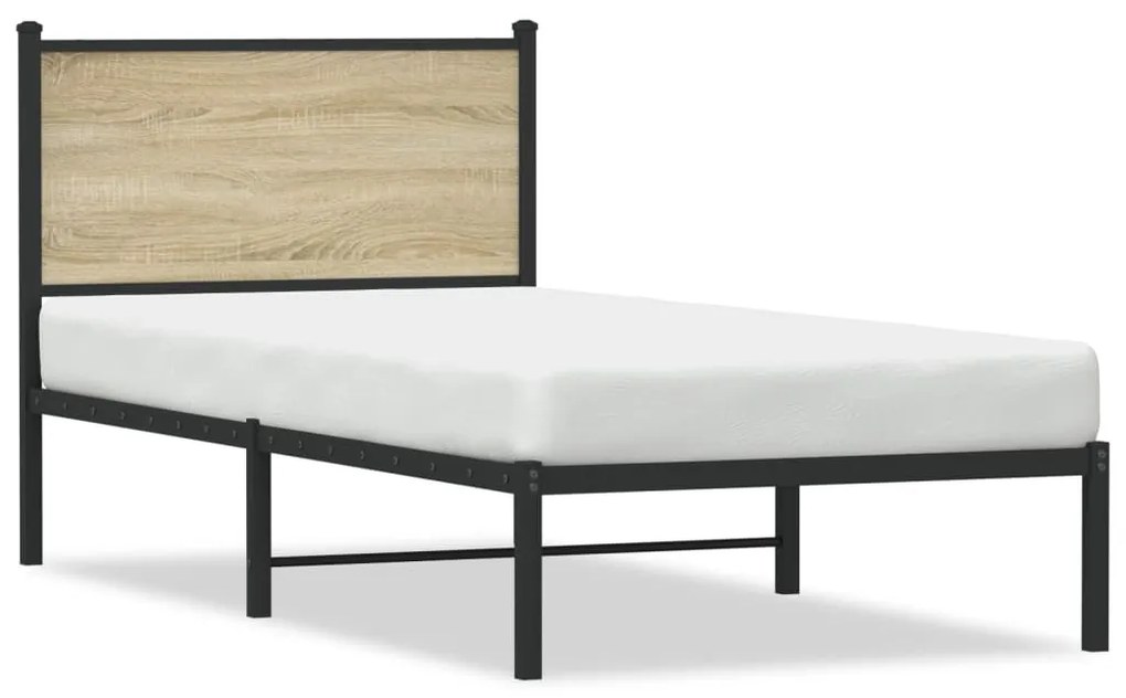 sonoma tölgy színű fém ágykeret matrac nélkül 90 x 200 cm