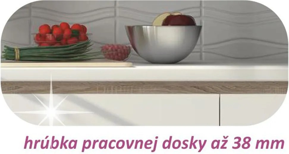Alsószekrény három fiókkal D60, fehér magas fényű HG, LINE
