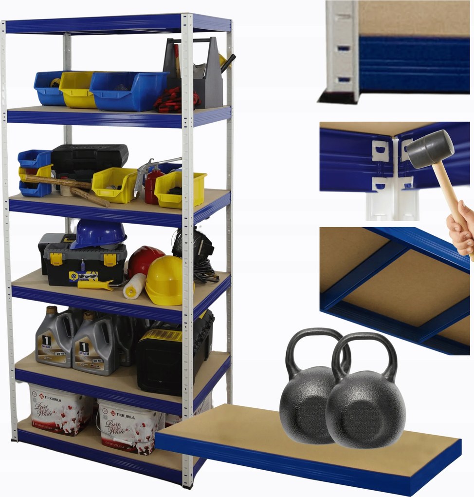 Tárolószekrény fém állvány Helios 213x110x40cm 6Px275kg 300EZER Komb