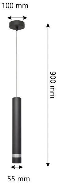 LED Csillár zsinóron TUBA 1xGU10/4,8W/230V fekete/króm