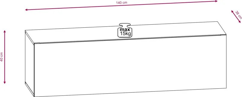 Fali szekrény fehér / fehér magasfény színkombinációban – VIVIEN 03