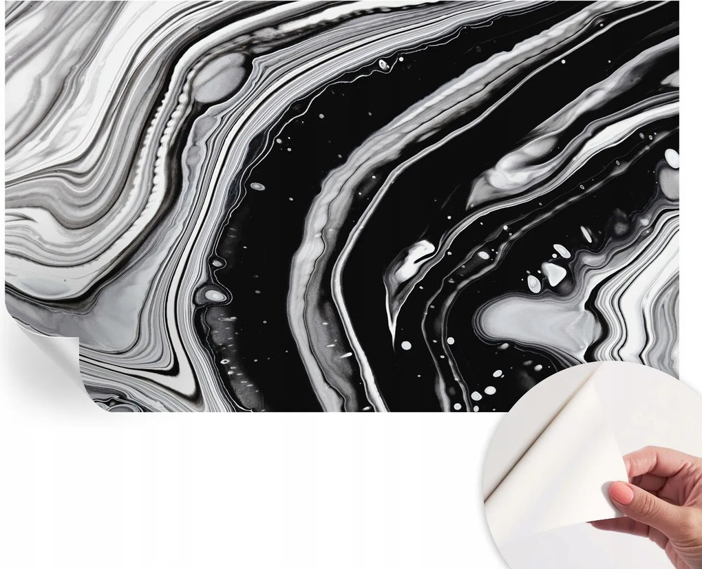 Divatos öntapadós fali tapéta furnér monokróm hullámok 416x254 cm