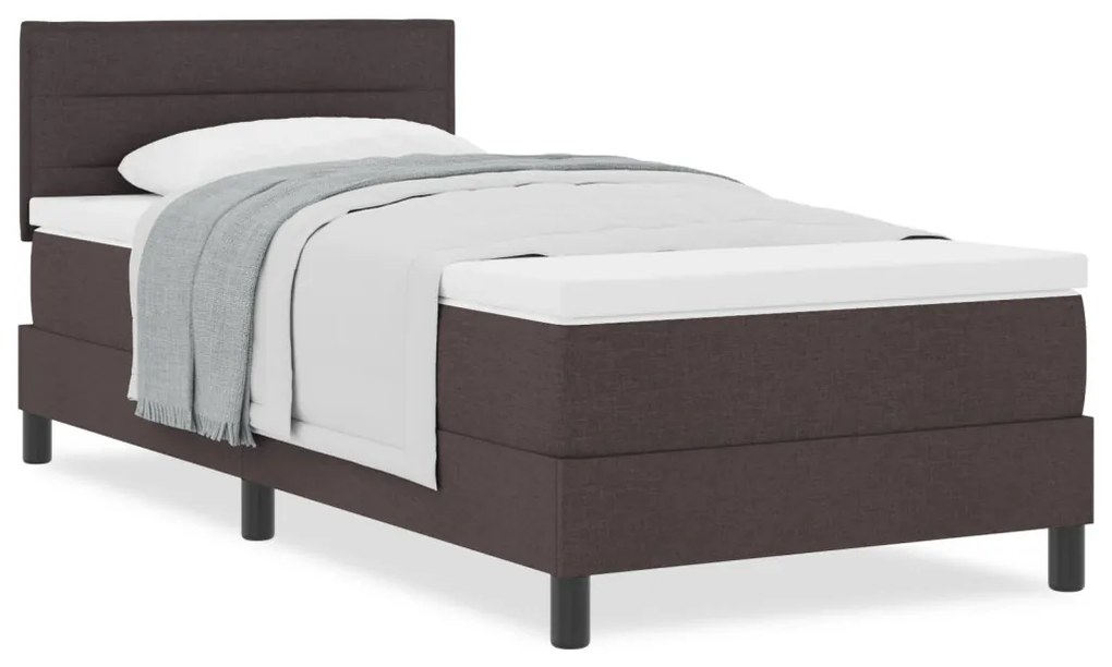 Box Spring Ágy matraccal Sötétbarna 90x200 cm Szövet
