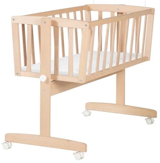 Natúr színű bükkfa gurulós-baldachinos bölcső 40x90 cm Adam and Owl – Roba
