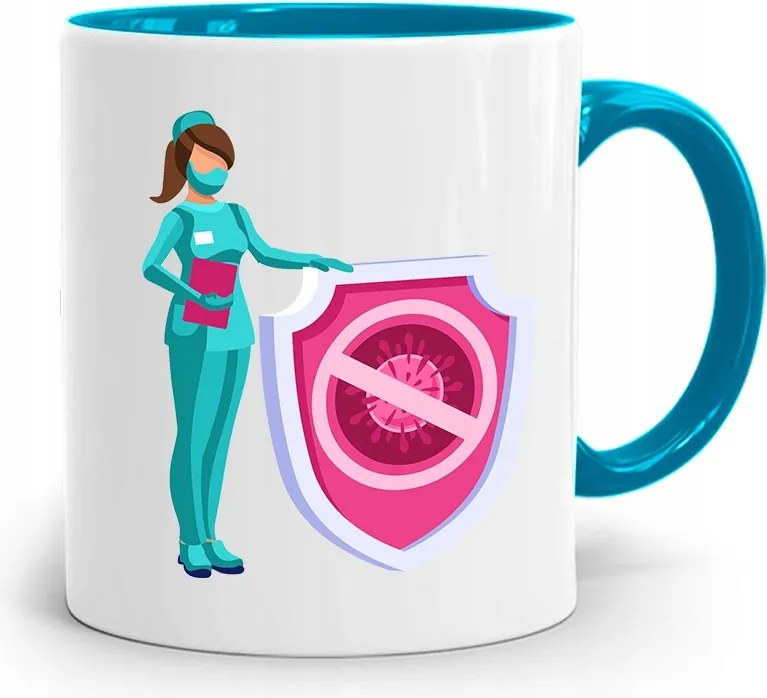 Kék Bögre Ajándék Ápolónőnek Shield nyomott mintával