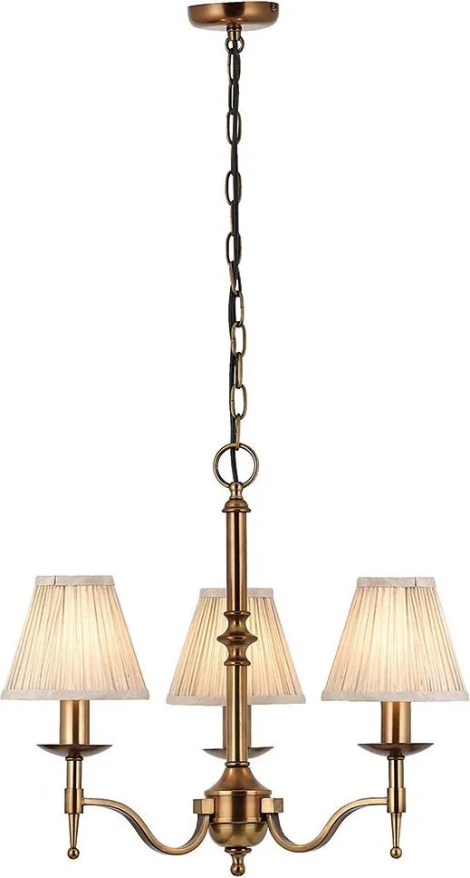 ENDON 63628 STANFORD Klasszikus Csillár Antik Bronz, Bézs E14 IP20