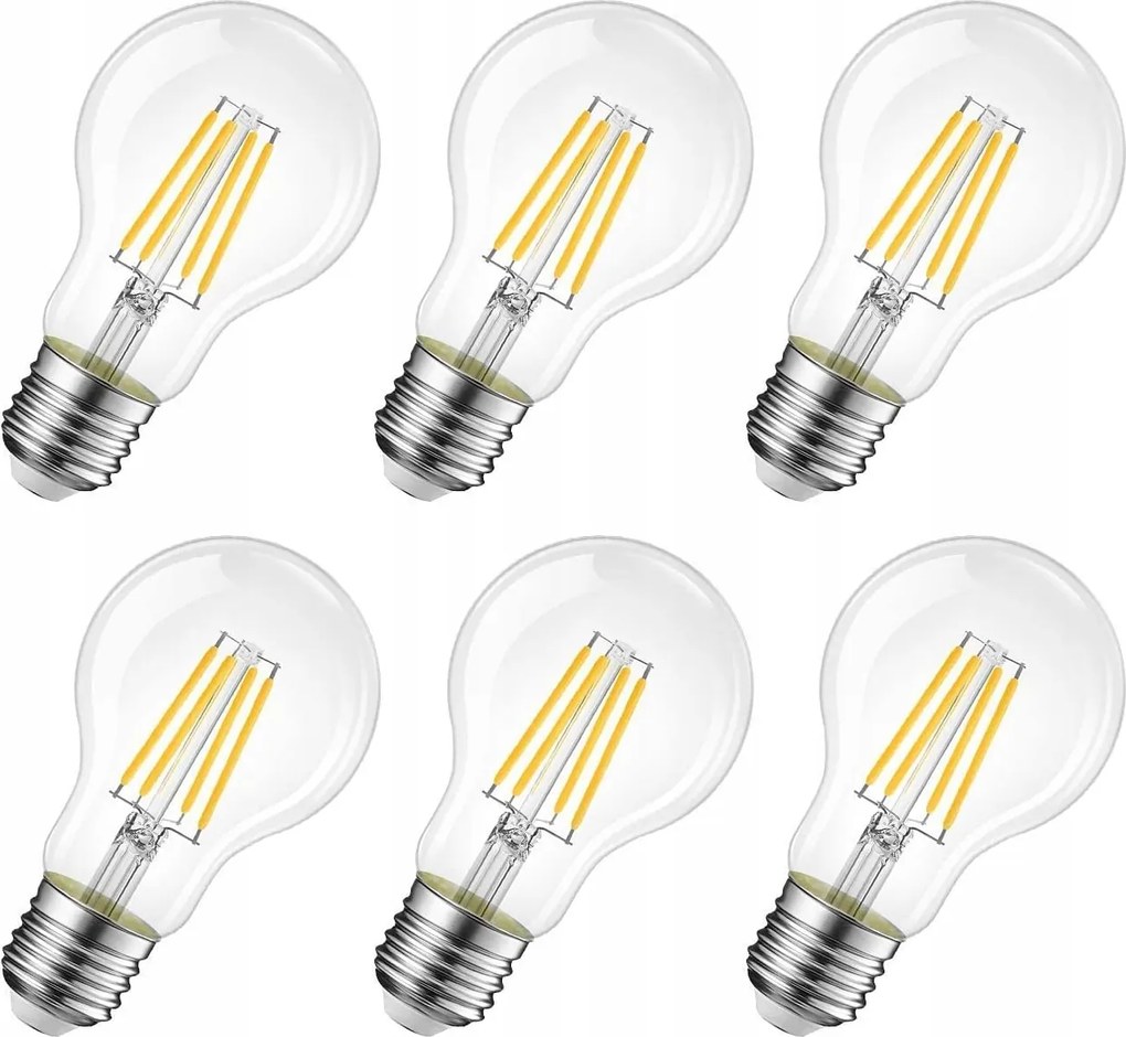Led izzó Lvwit E27, 470 lm, meleg fehér 2700 K, helyettesítő 40 W 6 db