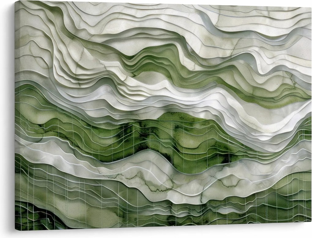 Kép - Zöld és fehér fodrok (70x50 cm)