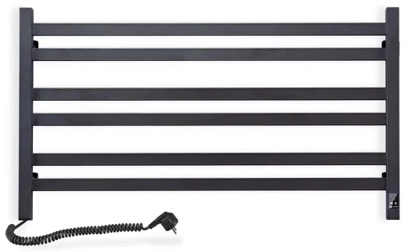 Fürdőszobai törölközőszárító radiátor termosztáttal AVANGARD 316W/230V 50,6 cm IP44 fekete, bal oldali