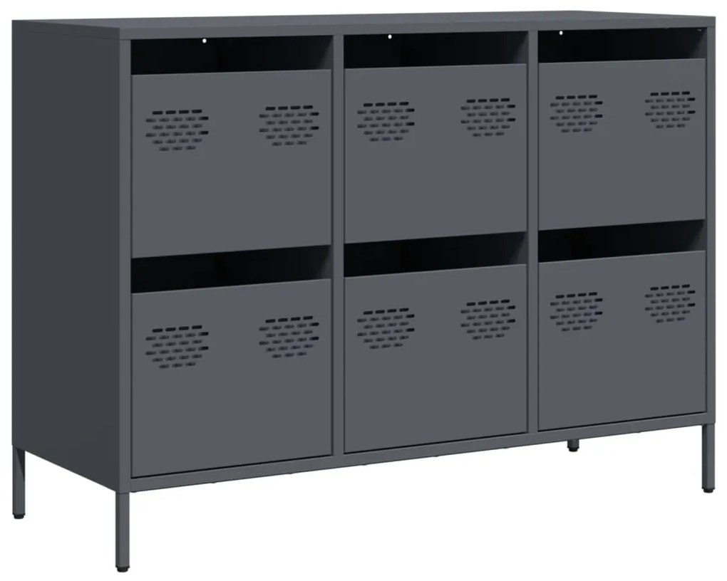 antracit hidegen hengerelt acél tálalószekrény 101,5x39x73,5 cm