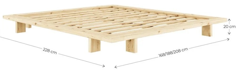 Terrakotta színű borovi fenyő franciaágy ágytámla nélkül, ágyráccsal 140x200 cm Japan – Karup Design