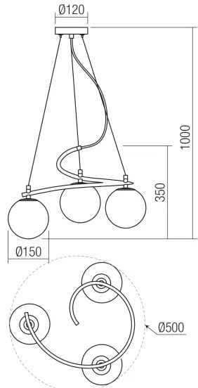 Redo 01-2716 - Csillár zsinóron VOLLEY 3xE14/28W/230V fekete