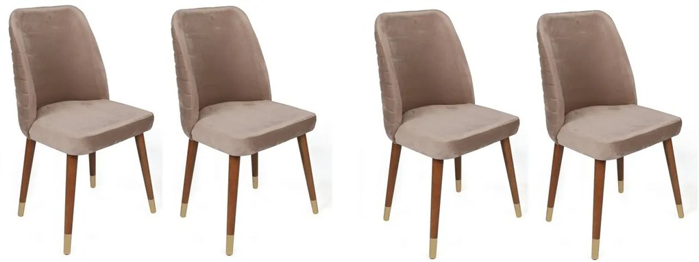 Hugo Beige and Walnut étkezőszék szett, 4 db