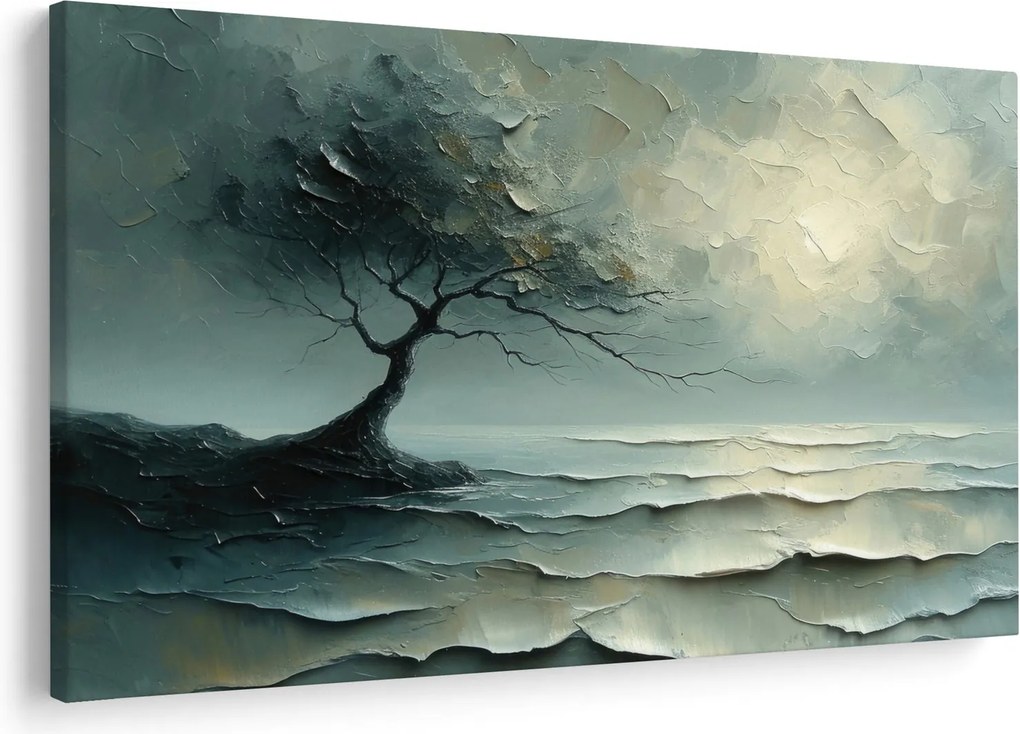 Kép - Olajfestmény egy fa az óceánnal (90x60 cm)