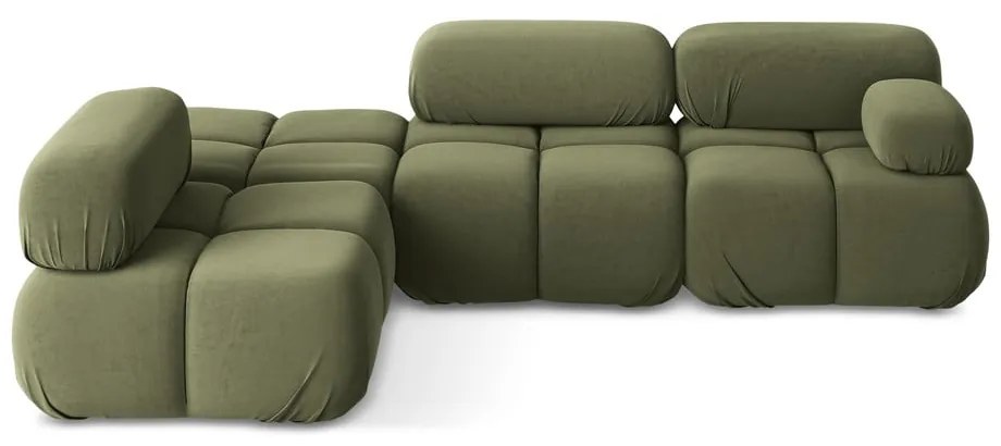 Világoszöld bársony moduláris sarokkanapé (bal oldali) Lokua – Makamii