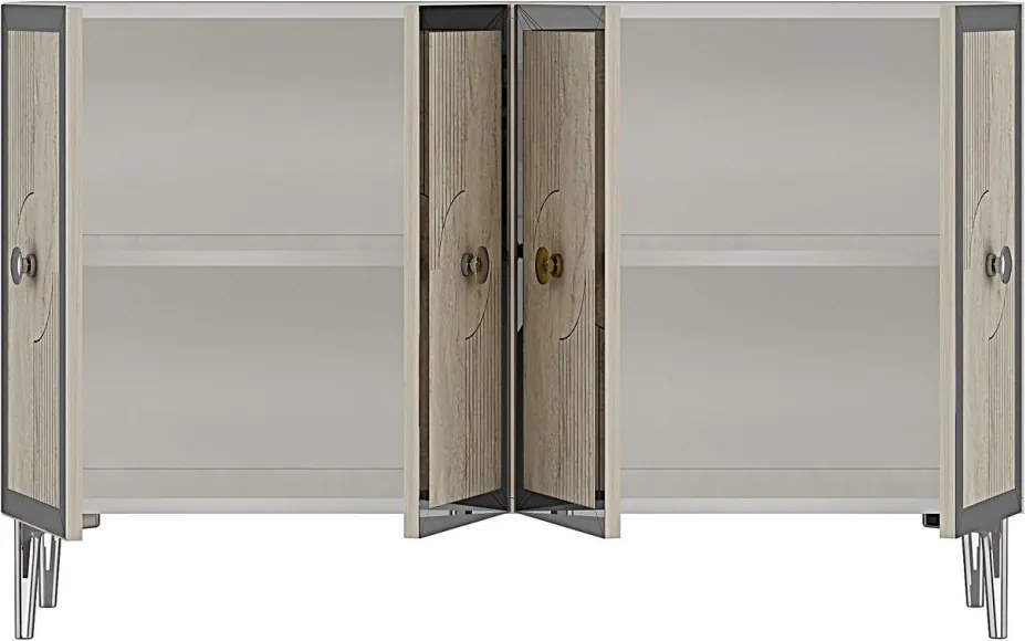 Pega komód, fehér-travertin, 120 cm – TR555CHM1427