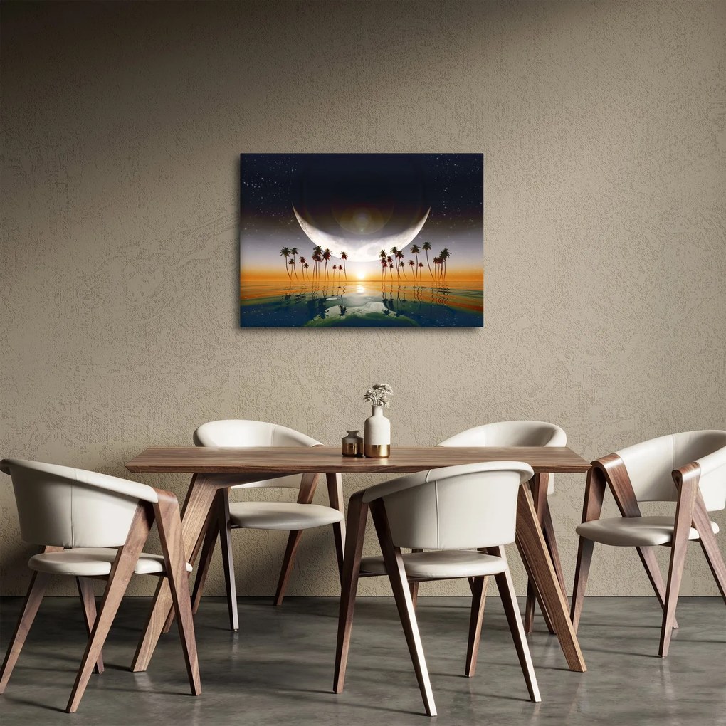 Kép - Hold a pálmafák felett (70x50 cm)