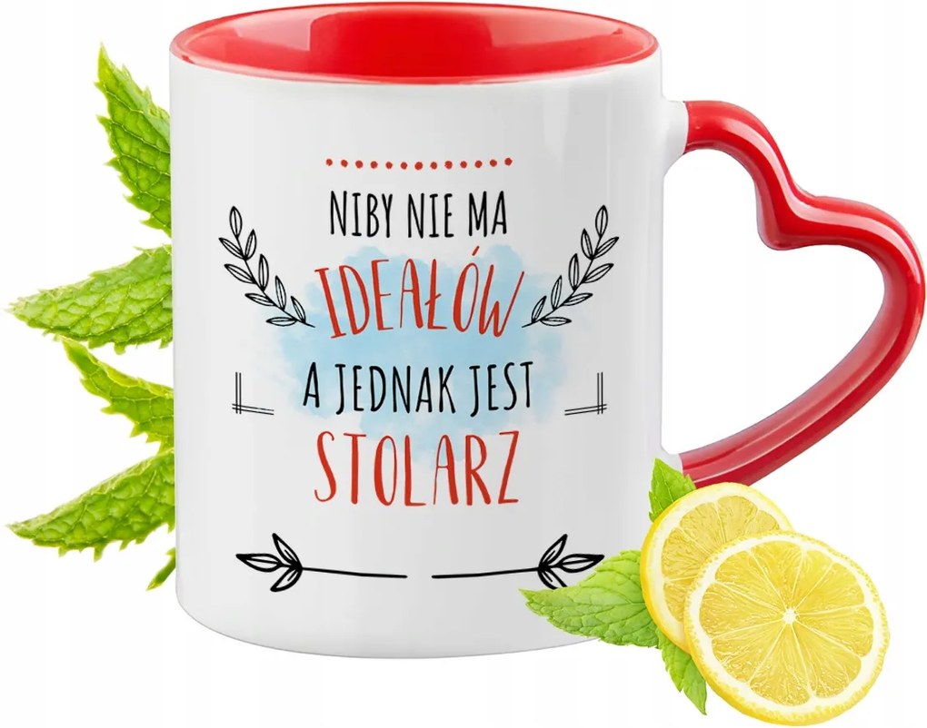 Asztalosnak Piros Bögre Szív Alakú Füllel Ajándék