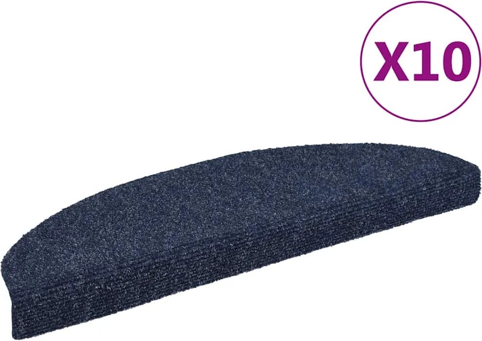 vidaXL 10 db öntapadós lépcsőszőnyeg 65 x 21 x 4 cm kék félkör alakú nagy