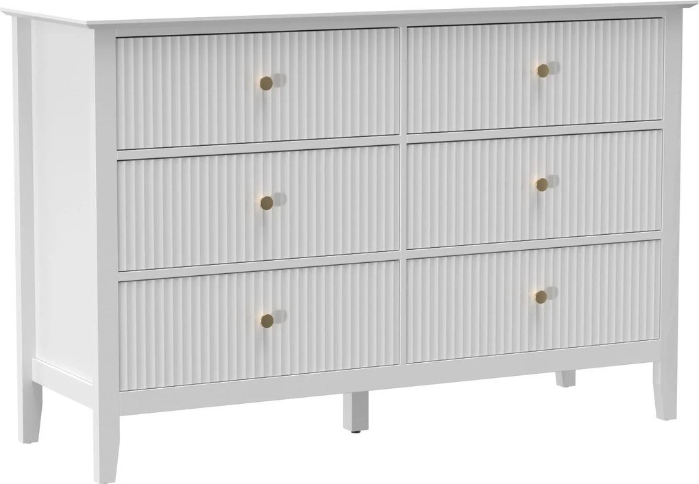 HOMCOM 6 fiókos komód, modern tárolószekrény nappaliba, hálószobába vagy előszobába, 100 x 40 x 78 cm, fehér | Aosom