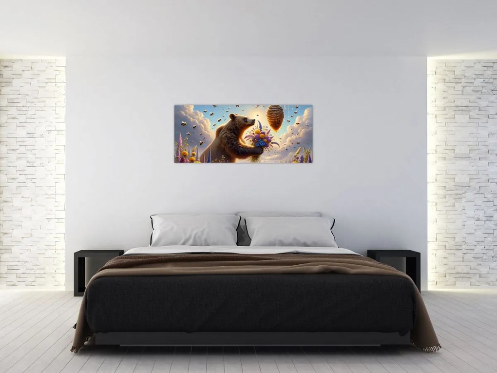 Kép - Medve és méhek (120x50 cm)