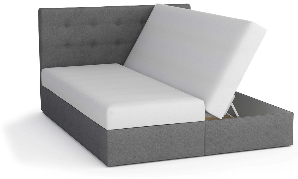 Franciaágy 140 cm Boxspring Marion Comfort (fekete + világosszürke) (ágyráccsal és matraccal). 1056246