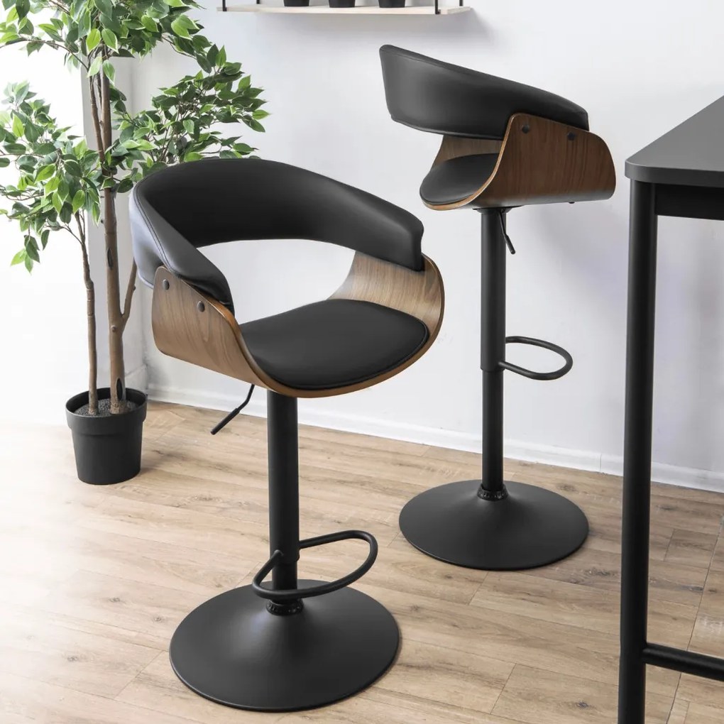 Elegáns Bárszék Fekete Eco-bőr Kárpittal. NEVADA