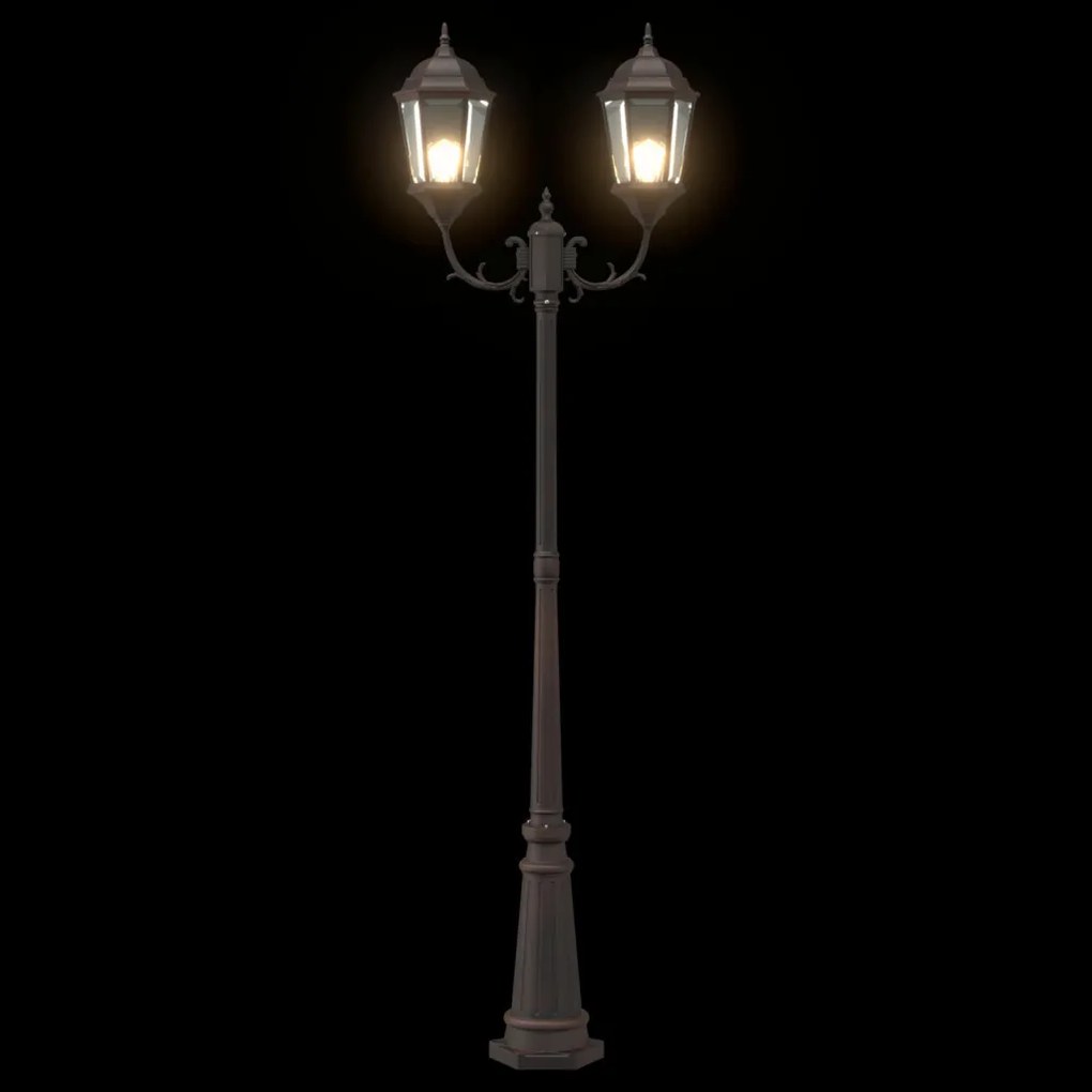 Kerti Lámpaoszlop 2-Lámpás E27 Bronz 235 cm Alumínium