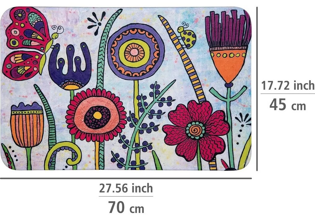 Wenko Rollin'Art Full Bloom fürdőszoba szőnyeg 45 x 70 cm