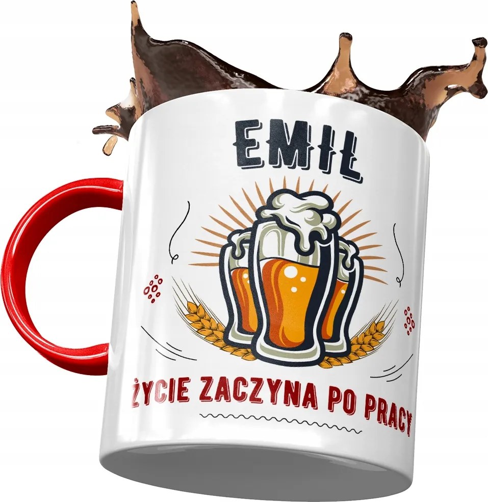 Piros bögre Emil Kollégának Ajándék Nyomtatott Fotóval