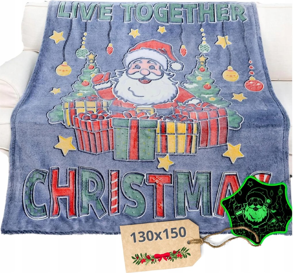 Sötétben Világító Karácsonyi Takaró 130 x 150 cm Meleg Ágytakaró
