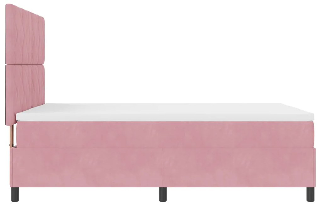 Boxspring Ágy Matrac Fekvőfelület Rózsaszín 140x190 cm Bársony