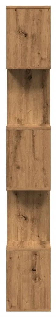 5 szintes kézműves tölgy fa elválasztó könyvespolc 70x24x161 cm