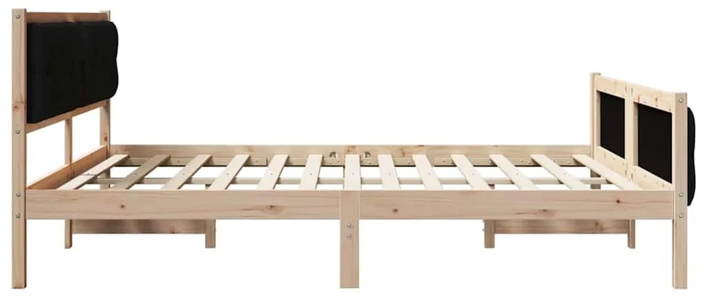 Ágykeret fejtámlával Fekete 160 x 200 cm Tömör fenyőfa