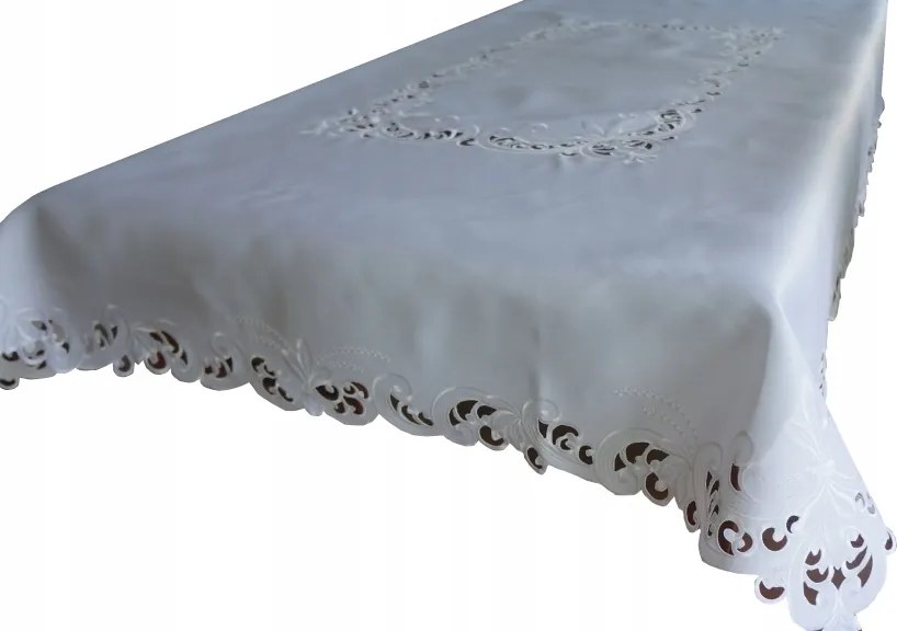 Abrosz Asztalra 150x350 Fehér Dekoratív Hímzéssel