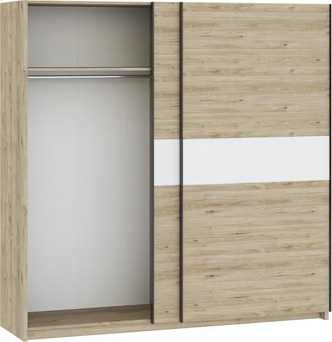 BERNO ruhásszekrény, 200 cm | Jackson hickory tölgy + Fehér
