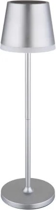 Globo 36637SM Solar asztali lámpa, fém/műanyag ezüstszínű metál, műanyag szatírozott, csúszókapcsoló, CR18650 1200mAh 3.7V, IP44, 2 szerelési magasság: 41 cm/26 cm, ø: 110mm, M: 410mm, tartozék: 10x LED 0.06W 3V, 3000K